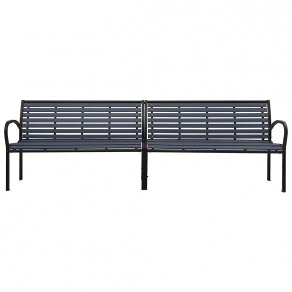 Banc double de jardin 251 cm acier et WPC noir