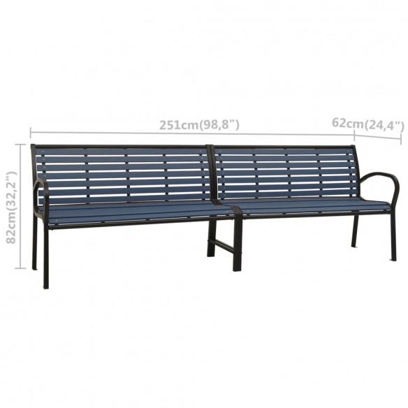 Banc double de jardin 251 cm acier et WPC noir