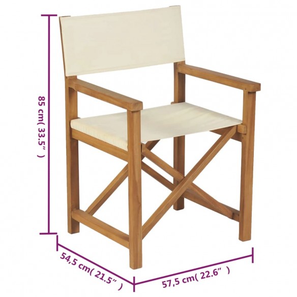 Chaises de metteur en scène pliantes lot de 2 Bois teck massif