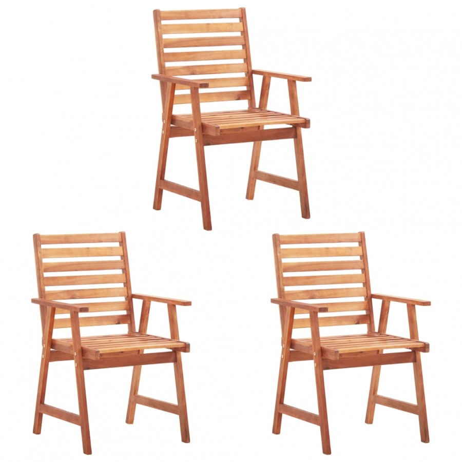 Chaises de salle à manger d'extérieur 3 pcs Acacia massif