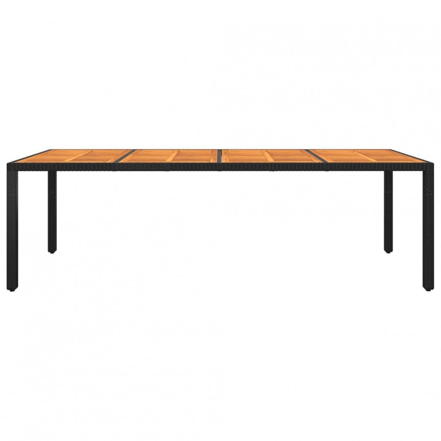 Table de jardin 250x100x75 cm Acacia et résine tressée Noir