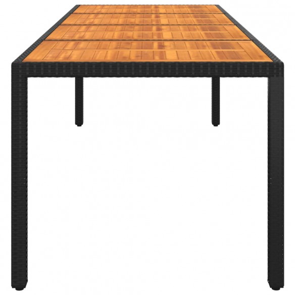 Table de jardin 250x100x75 cm Acacia et résine tressée Noir