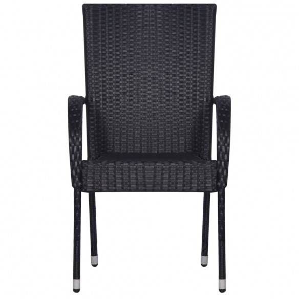 Chaises empilables d'extérieur 6 pcs Résine tressée Noir