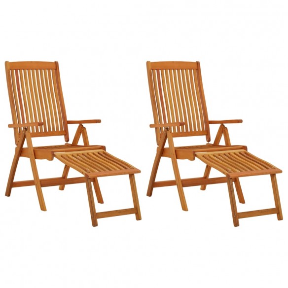 Chaises de jardin pliables repose-pieds 2 pcs Eucalyptus massif