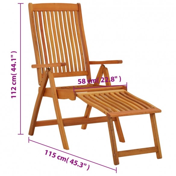 Chaises de jardin pliables repose-pieds 2 pcs Eucalyptus massif