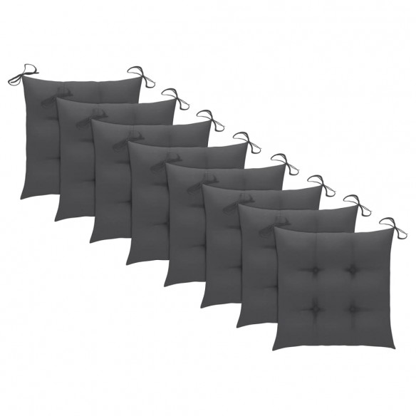 Chaises de jardin avec coussins anthracite 8 pcs Teck massif