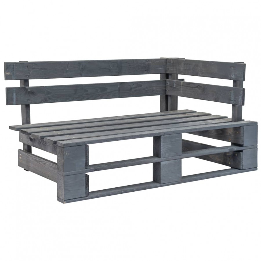 Banc d'angle palette de jardin bois gris