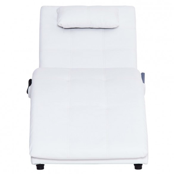 Chaise longue de massage avec oreiller Blanc Similicuir