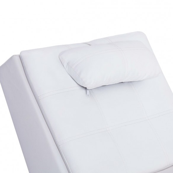 Chaise longue de massage avec oreiller Blanc Similicuir