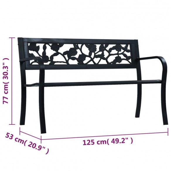 Banc de jardin 125 cm Noir Acier