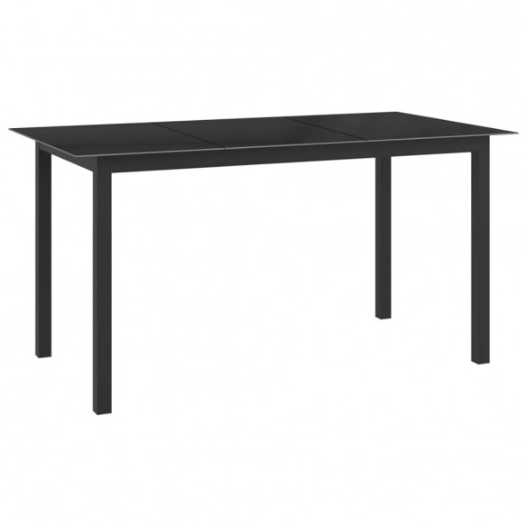 Table de jardin Noir 150x90x74 cm Aluminium et verre