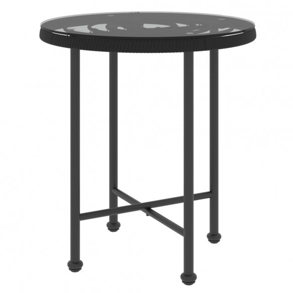 Table de salle à manger Noir Ø50 cm Verre trempé et acier