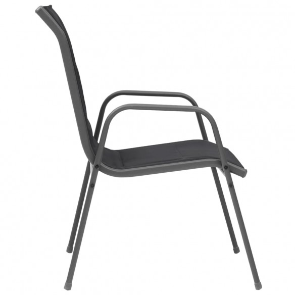 Chaises empilables de jardin 6 pcs Acier et textilène Noir