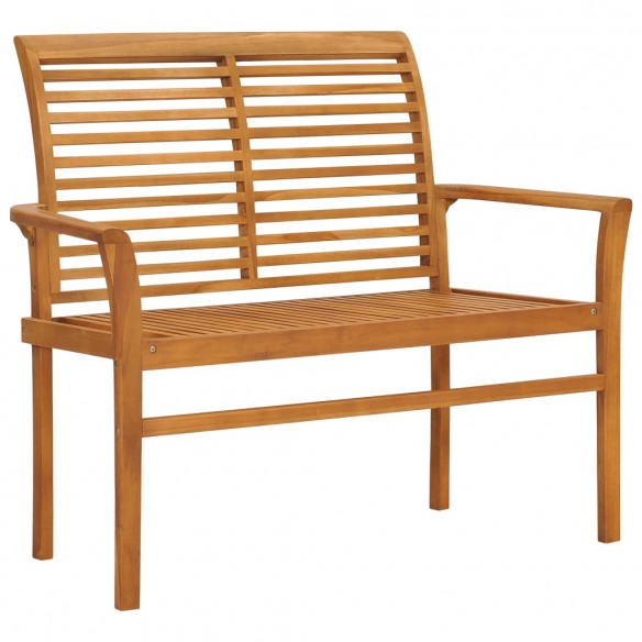 Banc de jardin avec coussin vert 112 cm Bois de teck massif