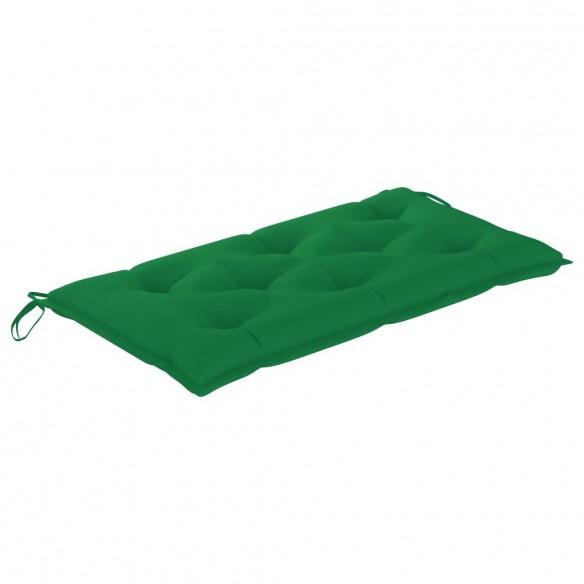 Banc de jardin avec coussin vert 112 cm Bois de teck massif