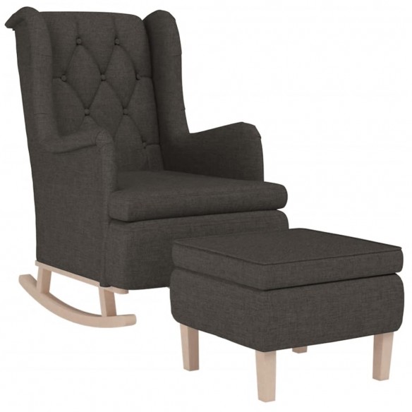 Fauteuil avec pieds à bascule et tabouret Gris foncé Tissu