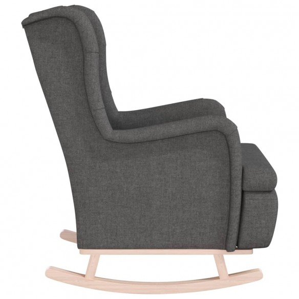 Fauteuil avec pieds à bascule en bois d'hévéa Gris foncé Tissu