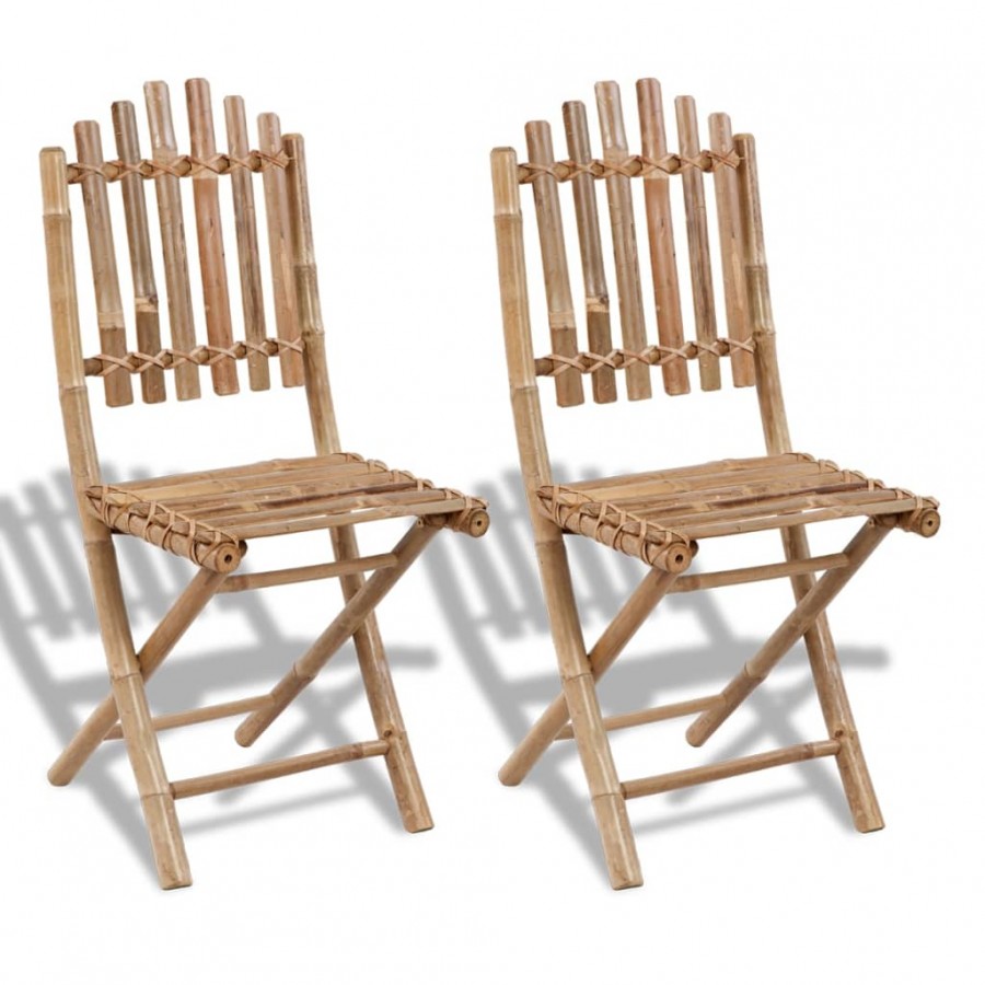 Chaises pliables de jardin 2 pcs Bambou