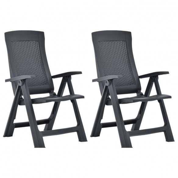 Chaises inclinables de jardin 2 pcs Plastique Anthracite