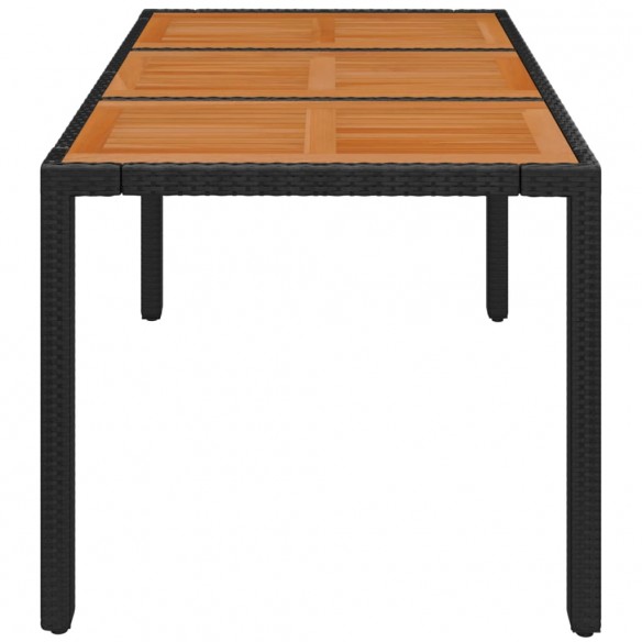 Table de jardin dessus en bois Noir 150x90x75 cm Résine tressée