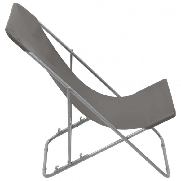 Chaises de plage pliables 2 pcs Acier et tissu oxford Gris