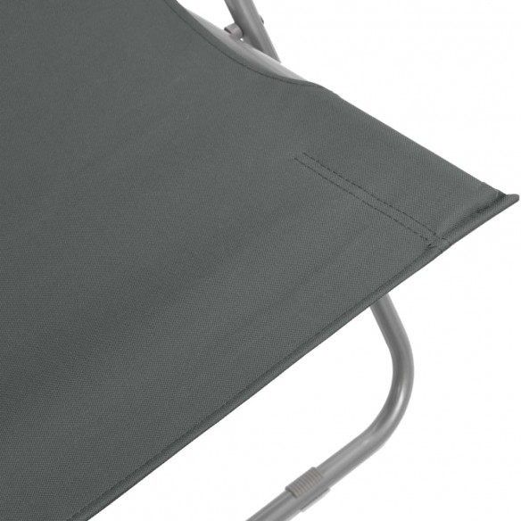 Chaises de plage pliables 2 pcs Acier et tissu oxford Gris