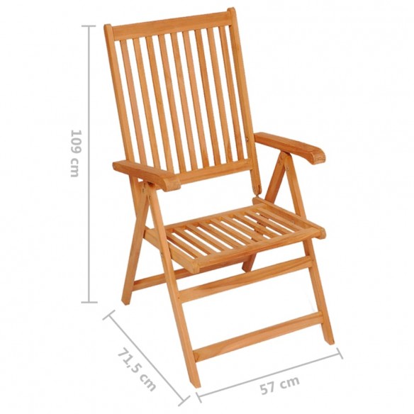 Chaises de jardin 6 pcs avec coussins bordeaux Bois de teck