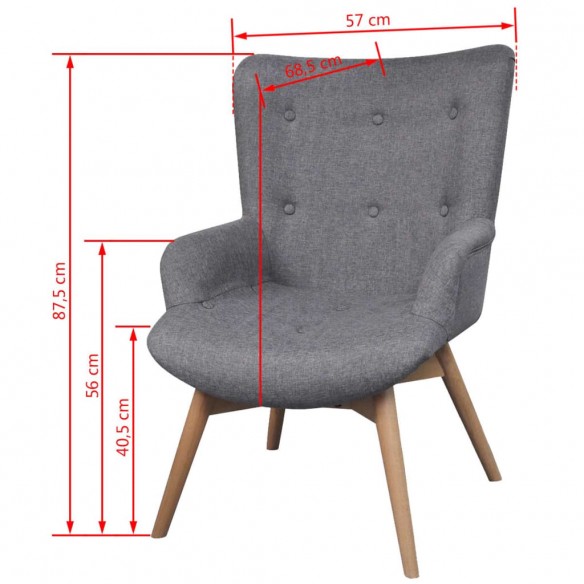 Fauteuil avec repose-pied Gris Tissu