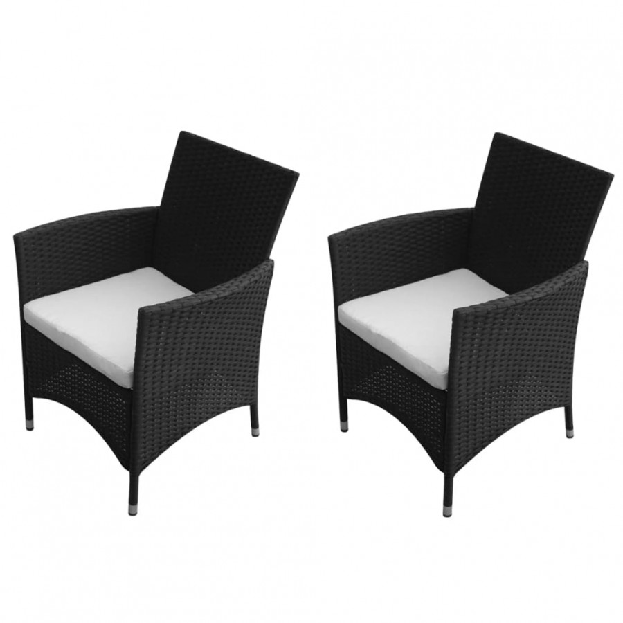 Chaises de jardin 2 pcs Résine tressée Noir