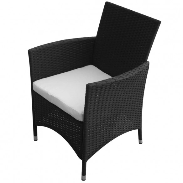 Chaises de jardin 2 pcs Résine tressée Noir