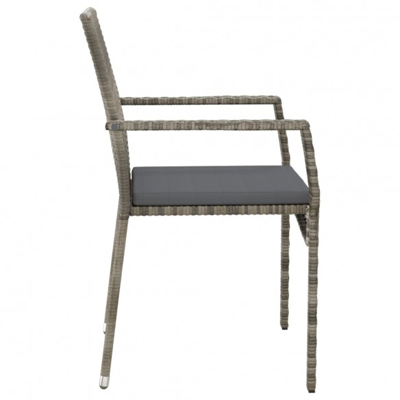 Chaises de jardin avec coussins 4 pcs Résine tressée Gris