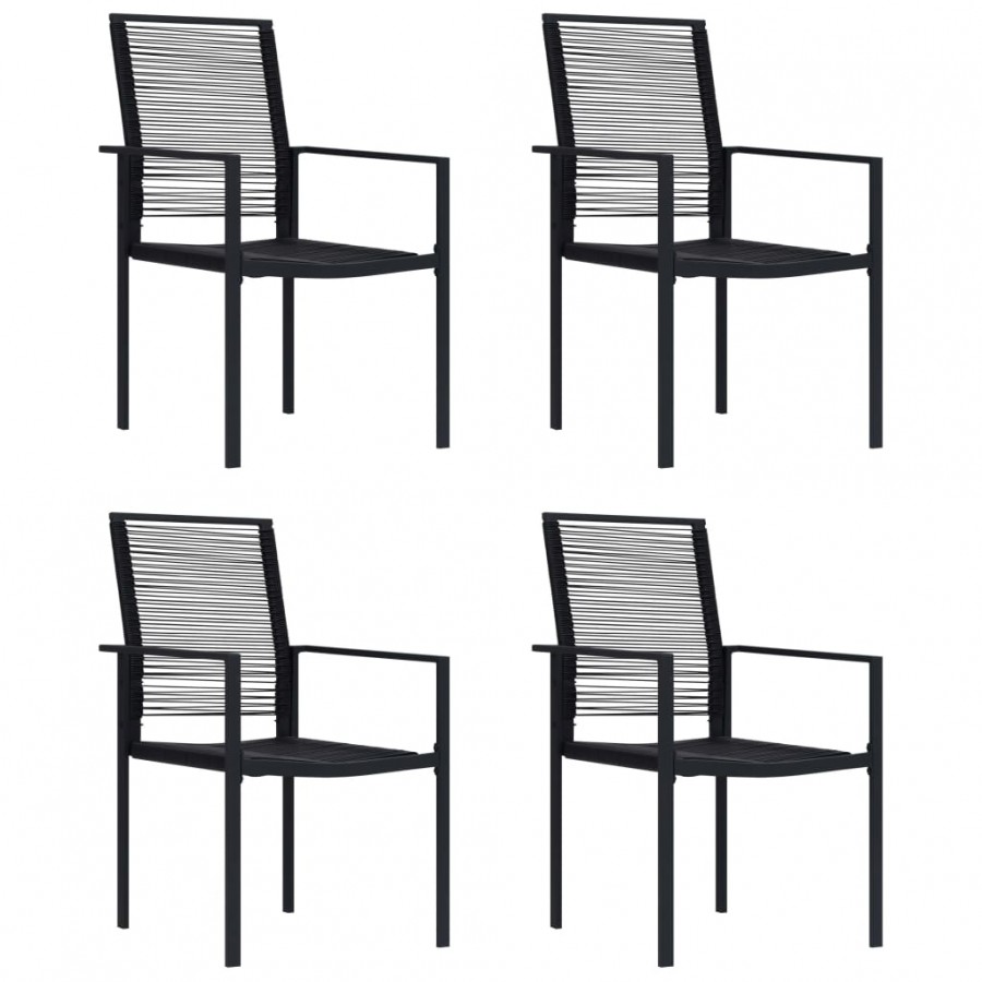 Chaises de jardin 4 pcs Rotin PVC Noir