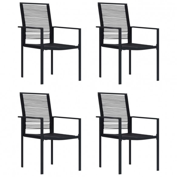 Chaises de jardin 4 pcs Rotin PVC Noir