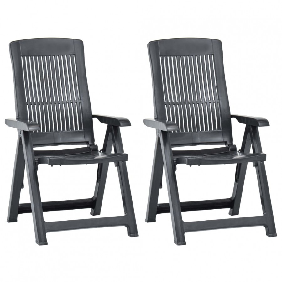 Chaises inclinables de jardin 2 pcs Plastique Anthracite