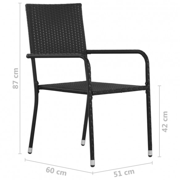 Chaises de salle à manger d'extérieur 6 pcs Résine tressée Noir