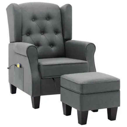 Fauteuil de massage avec repose-pied Gris clair Tissu 2