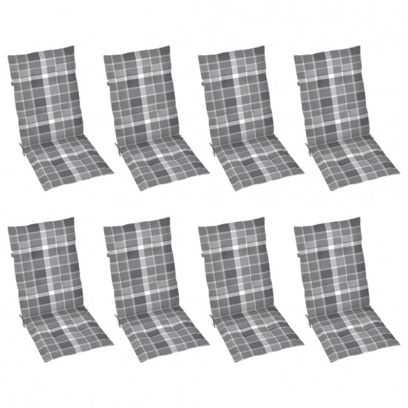 Chaises inclinables de jardin avec coussins 8 pcs Gris Acacia