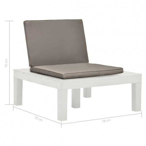 Chaise de salon de jardin avec coussin Plastique Blanc