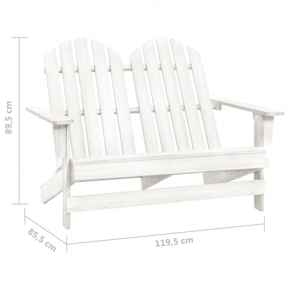 Chaise de jardin Adirondack 2 places Bois de sapin massif Blanc