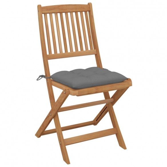 Chaises pliables d'extérieur avec coussins 8 pcs Bois d'acacia