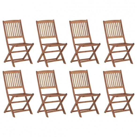 Chaises pliables d'extérieur avec coussins 8 pcs Bois d'acacia