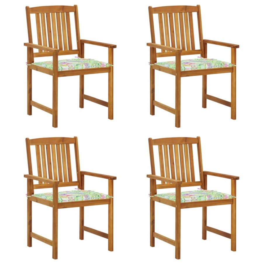 Chaises de jardin avec coussins 4 pcs Bois d'acacia massif