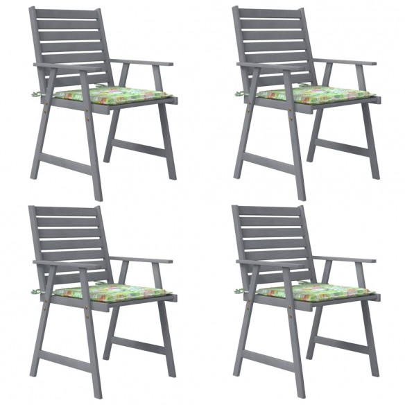 Chaises à dîner d'extérieur avec coussins 4 pcs Acacia massif