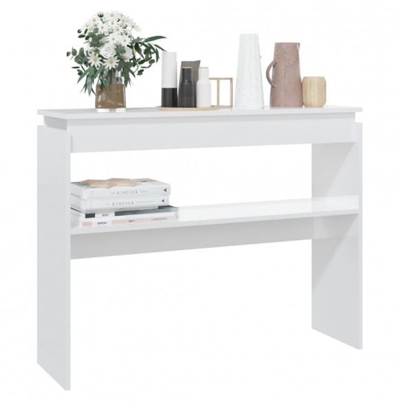 Table console Blanc brillant 102x30x80 cm Aggloméré