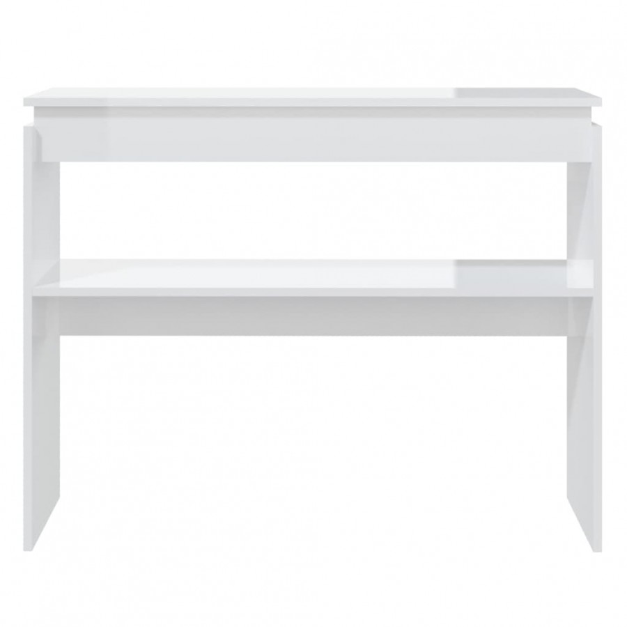 Table console Blanc brillant 102x30x80 cm Aggloméré