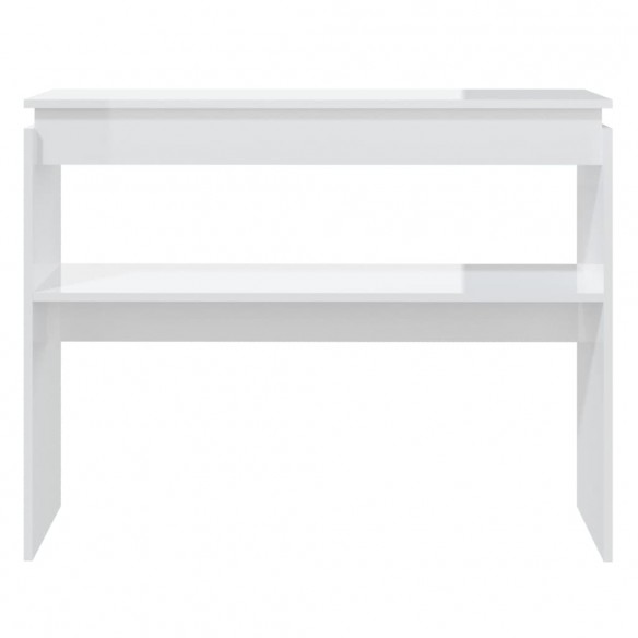 Table console Blanc brillant 102x30x80 cm Aggloméré