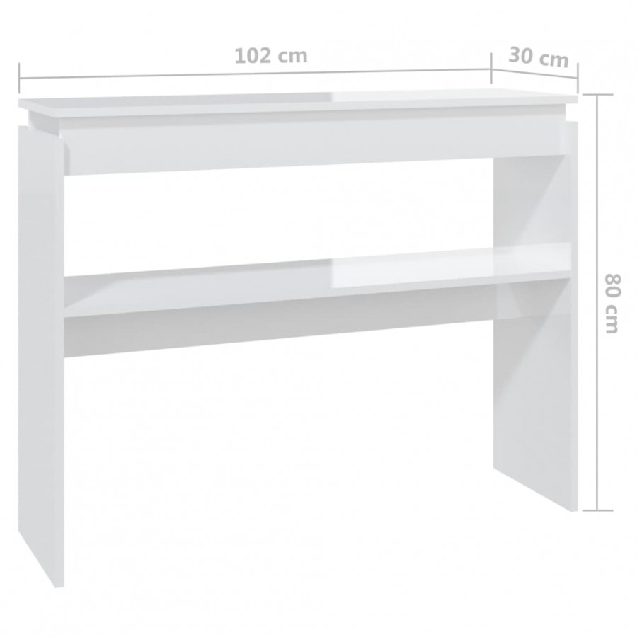 Table console Blanc brillant 102x30x80 cm Aggloméré
