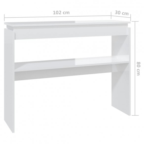 Table console Blanc brillant 102x30x80 cm Aggloméré