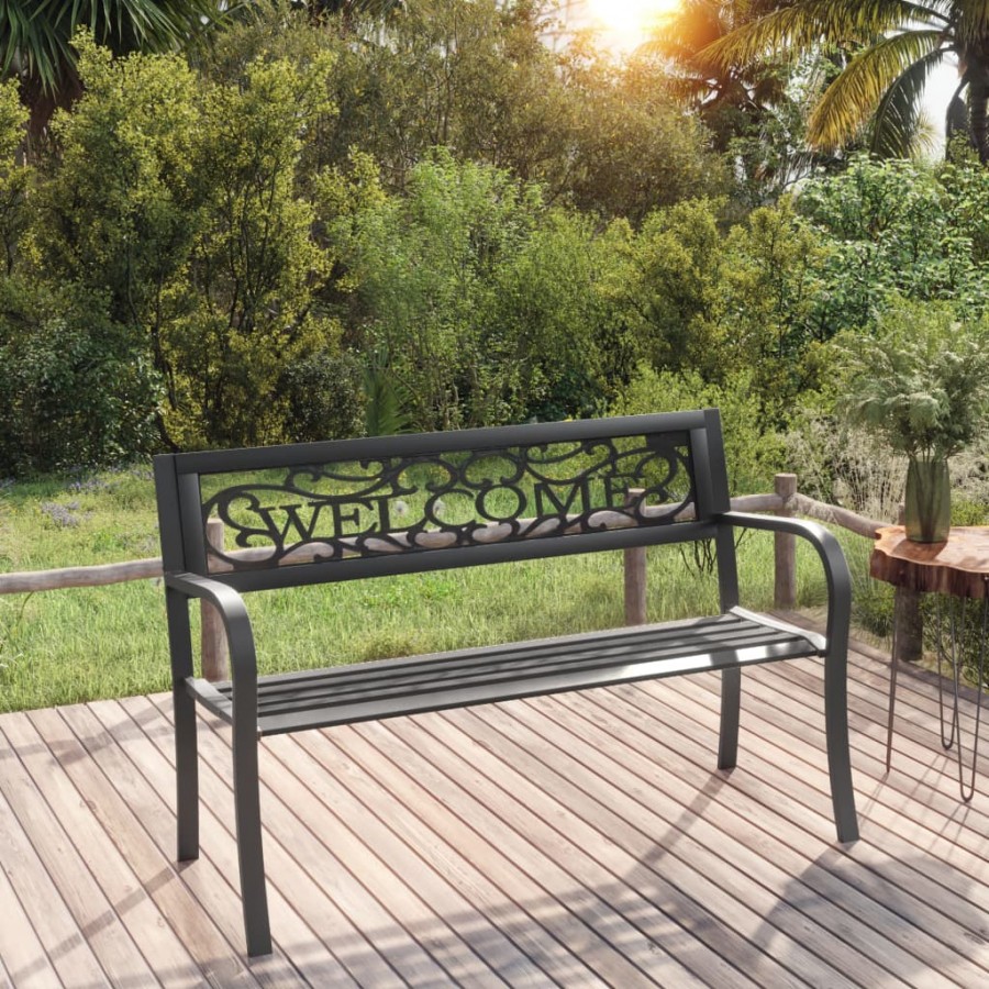 Banc de jardin 125 cm Acier Noir