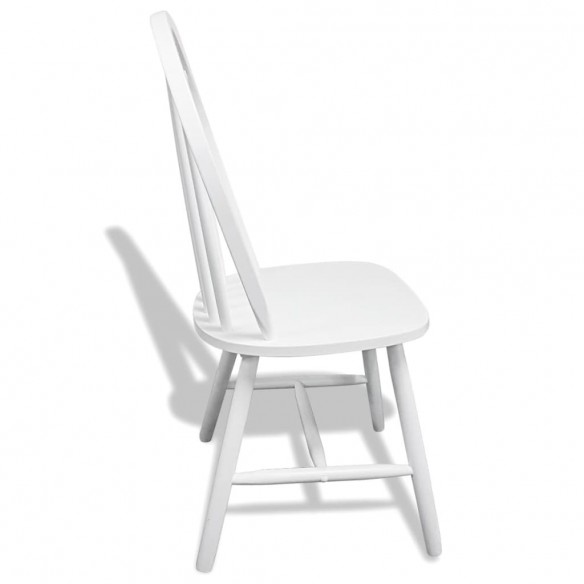 Chaises à manger lot de 6 blanc bois d'hévéa solide